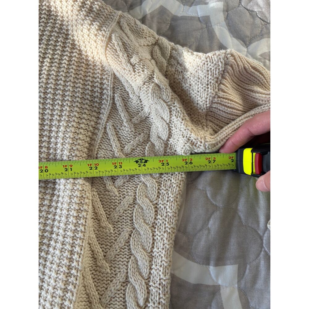 Natural Reflections Cream Cableknit Sweater Fisherman Large - Picture 7 of 8